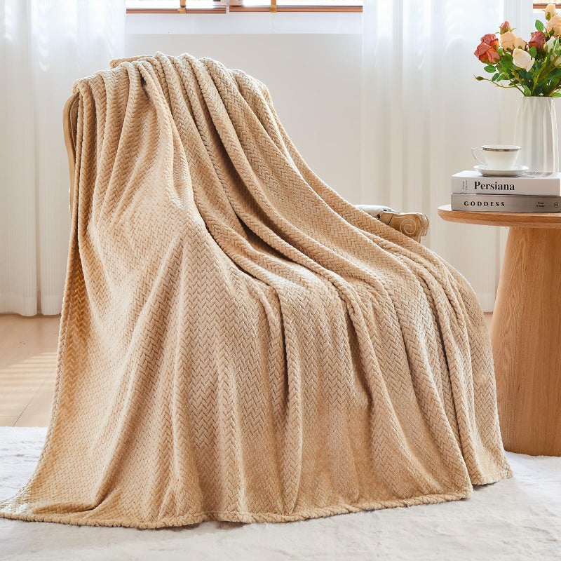 NEWCOSPLAY Super Soft Throw Blanket Brown Premium Silky Flannel Fleece Leaves Pattern Lightweight Bed Blanket All Season Use (Brown, Throw(50"x60")) - Image 4